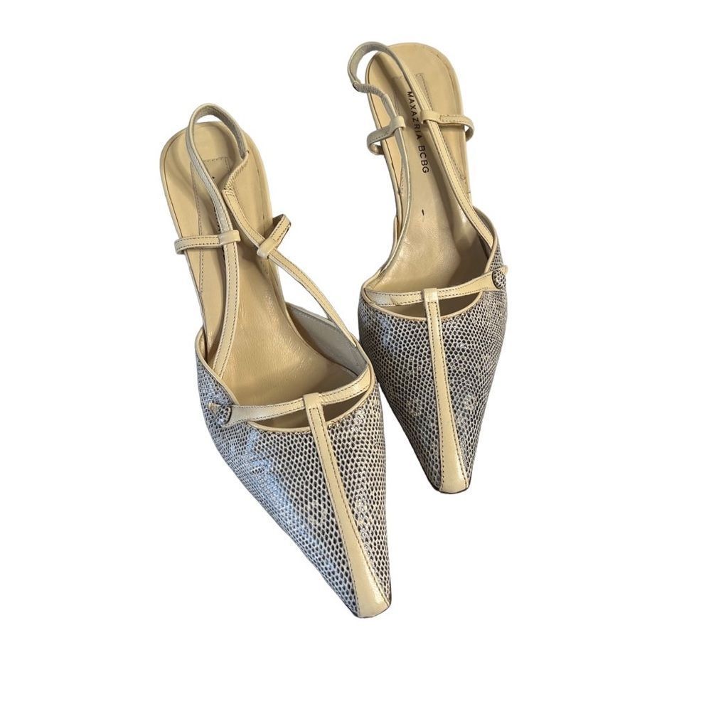 BCBGMaxAzria Beige and Snake Print Heels